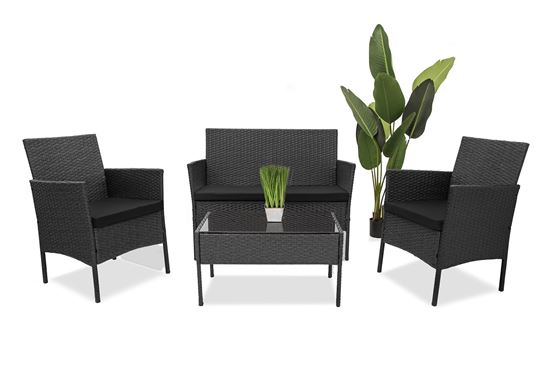 Obrazek Meble ogrodowe rattanowe Just Relax Zestaw Classic Style Czarne