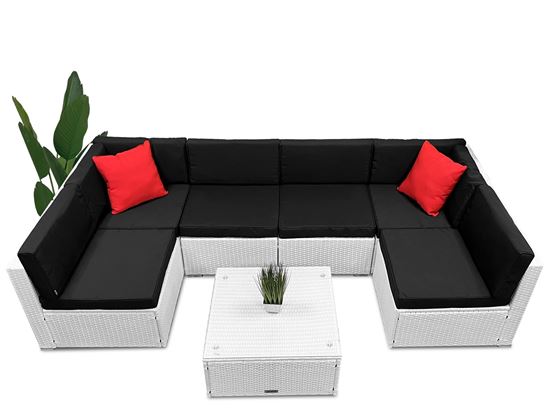 Obrazek Meble ogrodowe rattanowe Just Relax Zestaw Narożnik Lounge Terrace  7 Biały