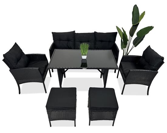 Obrazek Meble ogrodowe rattanowe Just Relax Zestaw Deluxe Lite czarno-grafitowy