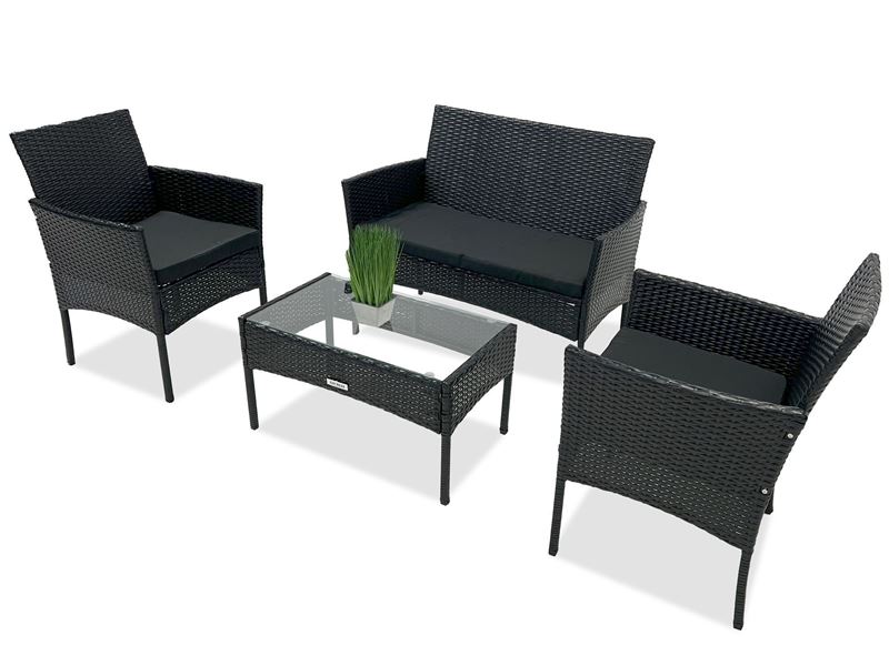 Obrazek Meble ogrodowe rattanowe Just Relax Zestaw Classic Style czarno-grafitowy