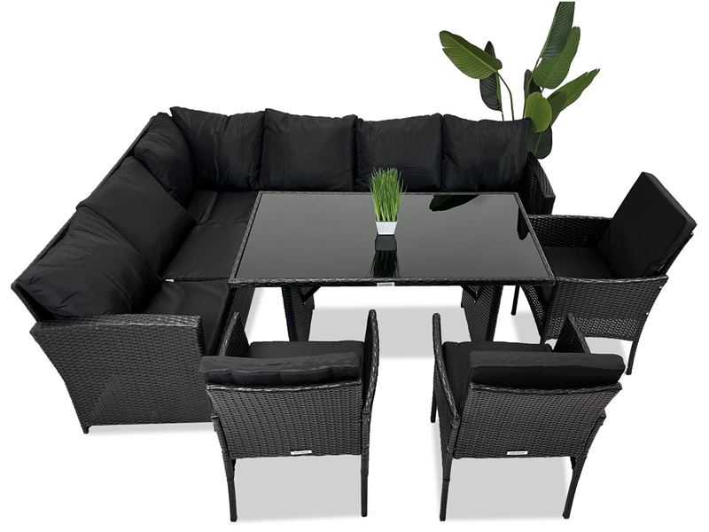 Obrazek Meble ogrodowe rattanowe Just Relax Zestaw Narożnik Marseille Czarny LEWY