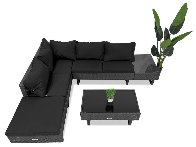Obrazek Meble ogrodowe rattanowe Zestaw Narożnik Lounge Loft czarno-grafitowy