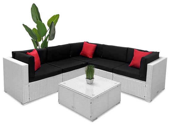 Obrazek Meble ogrodowe rattanowe Just Relax Zestaw narożnik Lounge Terrace 6 Biały