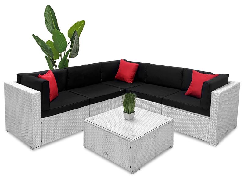 Obrazek Meble ogrodowe rattanowe Just Relax Zestaw narożnik Lounge Terrace 6 Biały