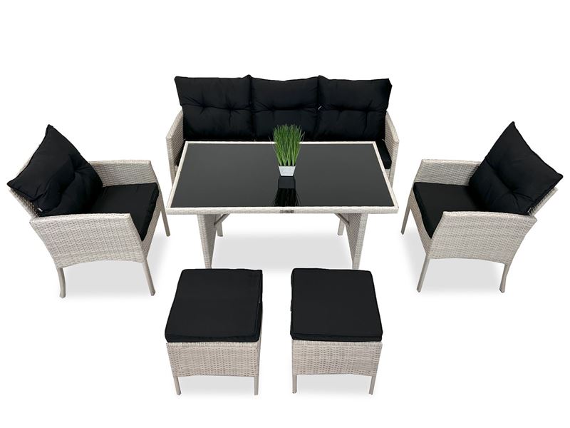 Obrazek Meble ogrodowe rattanowe Just Relax Zestaw Deluxe Lite Jasny Mleczny