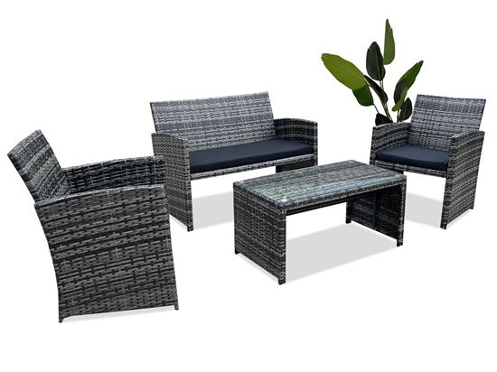 Obrazek Meble ogrodowe rattanowe Just Relax Zestaw Comfort Lite Szary + czarne poszewki