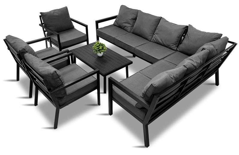 Zestaw meble ogrodowe metalowe Just Relax Narożnik Prawy, stolik Lounge z trzema fotelami 