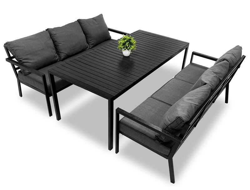 Zestaw  meble ogrodowe metalowe Loft Line – dwie sofy Deluxe i stół L
