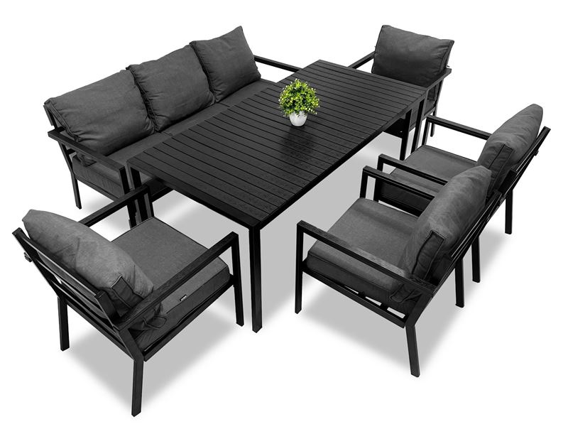 Zestaw  meble ogrodowe metalowe Loft Line – sofa Deluxe, cztery krzesła i stół L