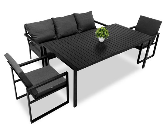 Zestaw  meble ogrodowe metalowe Loft Line – sofa Deluxe, dwa krzesła i stół L
