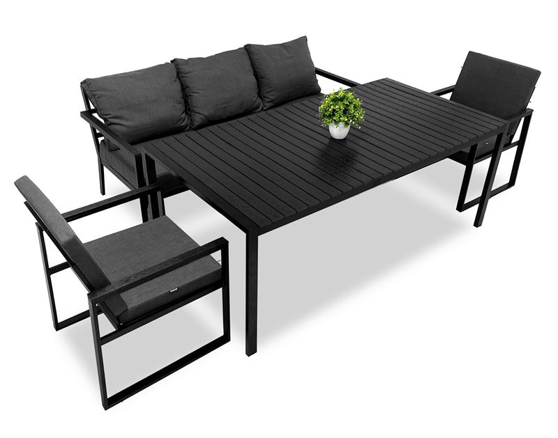 Zestaw  meble ogrodowe metalowe Loft Line – sofa Deluxe, dwa krzesła i stół L
