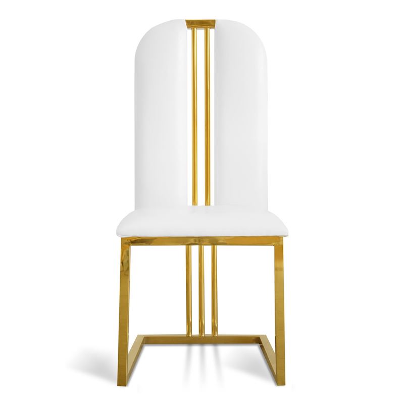 Krzesło FOTEL SKÓRZANE NOWOCZESNE DO SALONU JADALNI Białe złote DS09