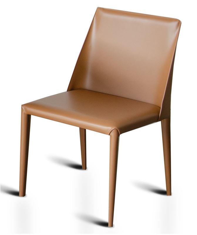 Krzesło SKÓRZANE NOWOCZESNE LOFTOWE DO SALONU JADALNI Brązowe DS30