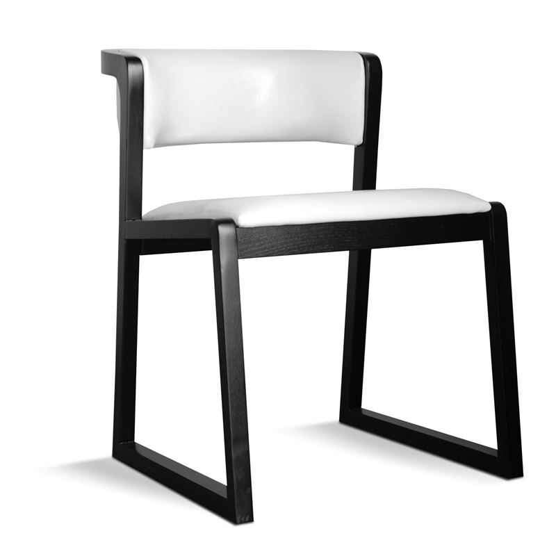 Krzesło DREWNO SKÓRZANE NOWOCZESNE LOFTOWE DO SALONU JADALNI Czarne DS22