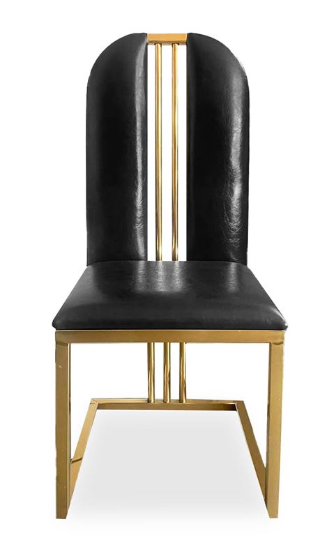 Krzesło SKÓRZANE NOWOCZESNE DO SALONU JADALNI Czarne złote DS09