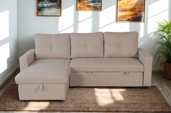 Obrazek Narożnik z funkcją spania i pojemnikiem LEWY Beżowy