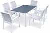 Zestaw meble ogrodowych aluminiowych Big Family 6 Luxe stół + krzesła Biały
