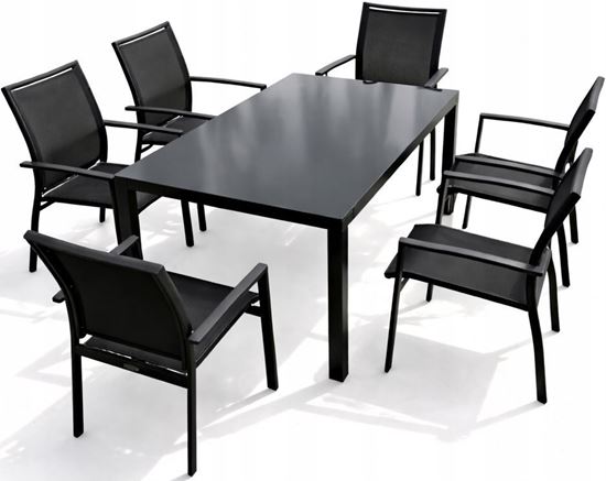 Obrazek Zestaw Meble Ogrodowe Aluminiowe Obiadowe Stół 150 cm + 6 krzeseł Grafitowy
