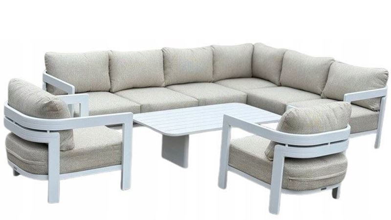 Obrazek Zestaw meble ogrodowe aluminiowe MALIBU narożnik + fotel + stolik