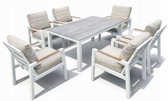 Zestaw meble ogrodowych aluminiowych Alu Loft 6 Luxe stół + foteli Biały