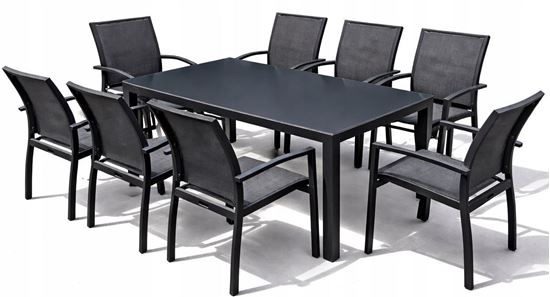 Obrazek Zestaw Meble Ogrodowe Aluminiowe Obiadowe Stół 180 cm + 8 krzeseł Grafitowy
