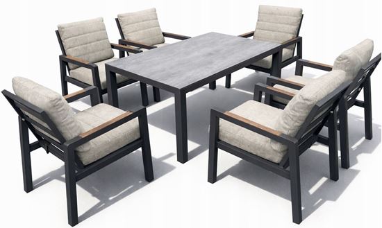 Obrazek Zestaw meble ogrodowych aluminiowych Alu Loft 6 Luxe stół + krzesła Grafitowy