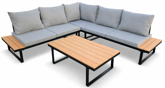 Obrazek NAROŻNIK OGRODOWY METALOWY ZESTAW MEBLI OGRODOWYCH Narożnik + Stół 100 cm