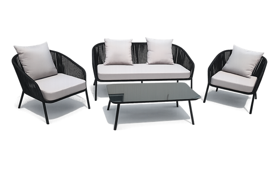 Obrazek MEBLE OGRODOWE RATTANOWE ZESTAW MEBLI OGRODOWYCH Sofa + Stół + 2 Fotela