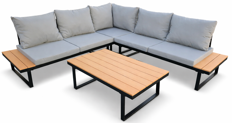 Obrazek NAROŻNIK OGRODOWY METALOWY ZESTAW MEBLI OGRODOWYCH + Stół 100 cm