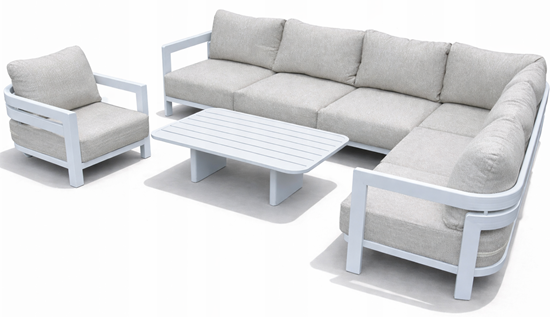 Obrazek Zestaw meble ogrodowe aluminiowe MALIBU narożnik + fotel + stolik