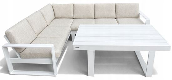 Obrazek Zestaw mebli ogrodowych aluminiowych Lagun od Just Relax: Narożnik + Stół Biały