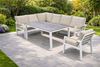 Obrazek Zestaw mebli aluminiowych od Just Relax: Narożnik Chicago + Stół + 1 Fotel Biały
