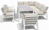 Obrazek Zestaw mebli aluminiowych od Just Relax: Narożnik Chicago + Stół 150 + 3 Fotele Biały