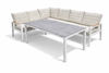 Obrazek Zestaw mebli aluminiowych od Just Relax: Narożnik Chicago + Stół + 2 Fotele Biały