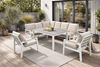 Obrazek Zestaw mebli aluminiowych od Just Relax: Narożnik Chicago + Stół + 2 Fotele Biały