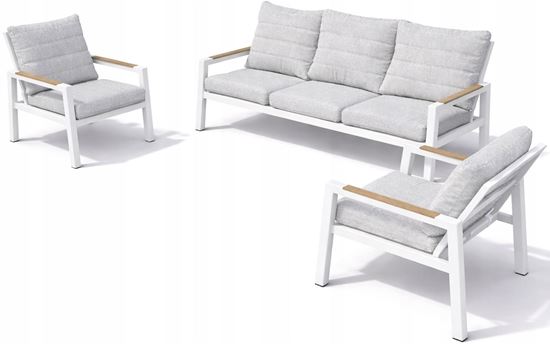 Zestaw meble ogrodowe aluminiowe modułowe Sofa + 2 fotele Biały