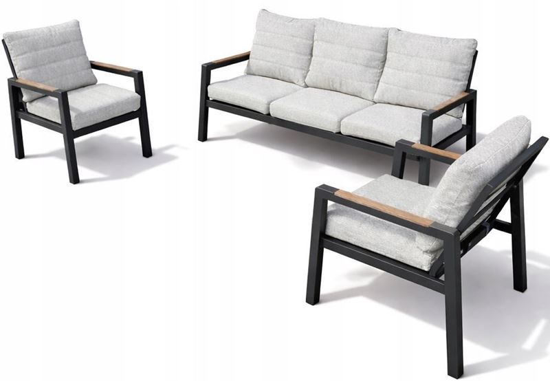 Zestaw meble ogrodowych aluminiowe modułowe Sofa + 2 fotele Grafitowy