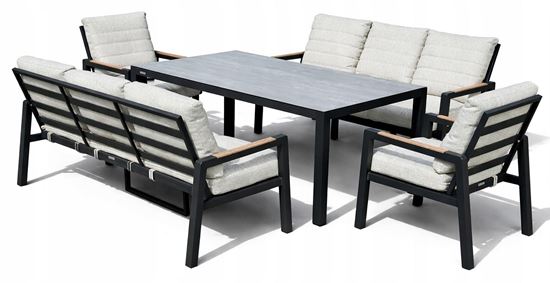 Obrazek Zestaw Mebli Ogrodowych Aluminiowych od Just Relax: 2 Sofy + stół + 2 fotele Grafitowy