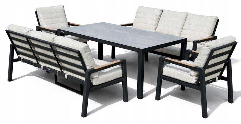 Obrazek Zestaw Mebli Ogrodowych Aluminiowych od Just Relax: 2 Sofy + stół + 2 fotele Grafitowy