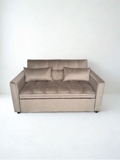 Bari Brown Kanapa 2-osobowa, welur, z funkcją spania, domowa/biurowa, nowoczesny styl, wygodna