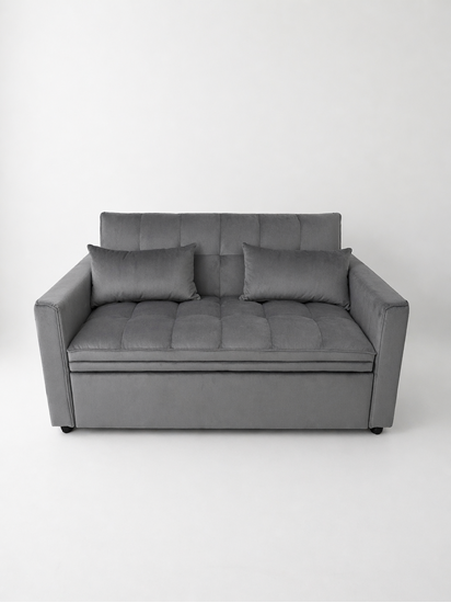 Sofa z funkcją spania rozkładana kanapa regulacja zagłówka szara