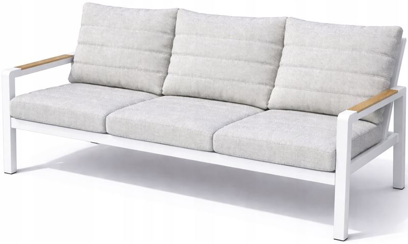 Zestaw meble ogrodowe aluminiowe modułowe Sofa + 2 fotele Biały