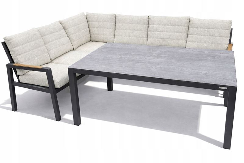 Obrazek Zestaw mebli aluminiowych od Just Relax: Narożnik Chicago + Stół 150 Grafitowy