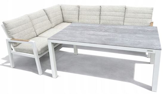 Obrazek Zestaw mebli aluminiowych od Just Relax: Narożnik Chicago + Stół 150 Biały