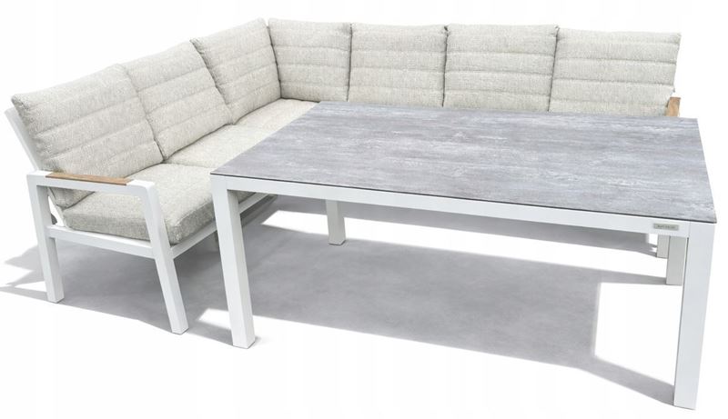 Obrazek Zestaw mebli aluminiowych od Just Relax: Narożnik Chicago + Stół 150 Biały