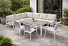 Obrazek Zestaw mebli aluminiowych od Just Relax: Narożnik Chicago + Stół 150 + 3 Krzesła Biały