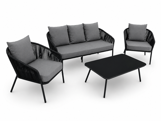 Obrazek Black Rope Loft - Zestaw mebli metalowych: Sofa + Stół + 2 Fotele