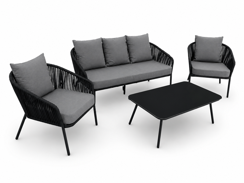 Obrazek Black Rope Loft - Zestaw mebli metalowych: Sofa + Stół + 2 Fotele