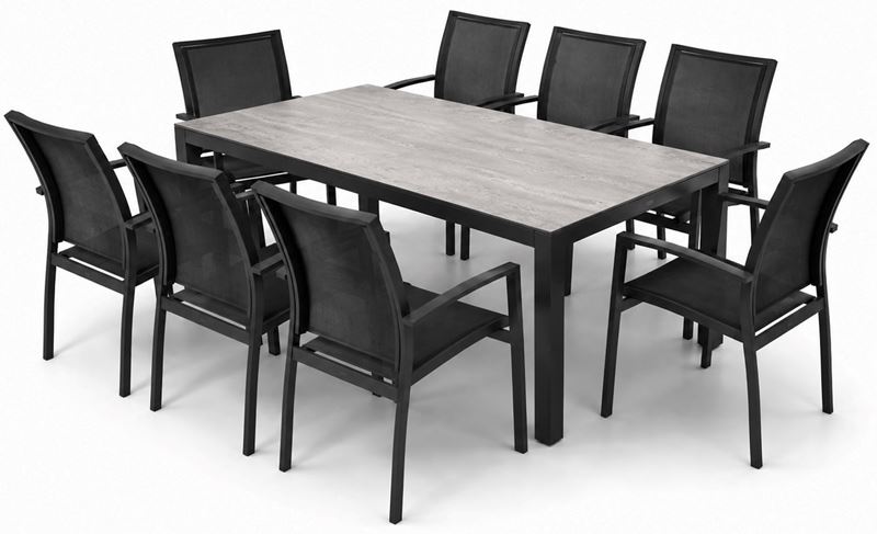 Obrazek Zestaw Meble Ogrodowe Aluminiowe Obiadowe Stół 180 cm + 8 krzeseł Grafitowy