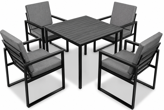 Obrazek Zestaw meble ogrodowych metalowych Loft Line Big Family 4 – stół z 4 krzesłami